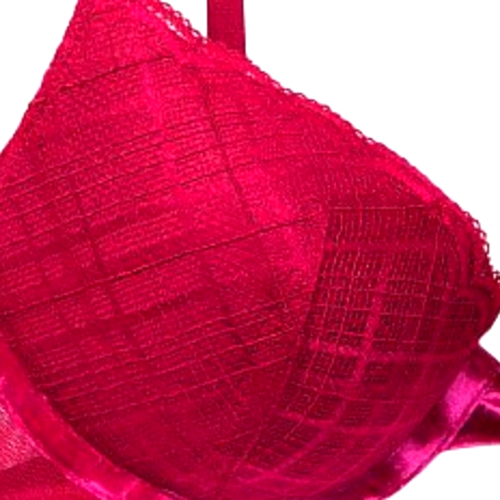🥀 NWOT VS Dark Fuchsia Plaid Scalloped Underwire Sexy Push-Up Bra - 38D - Picture 8 of 16